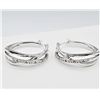 Image 1 : NEW STERLING SILVER DIAMOND HOOP EARRINGS, 10 DIAMONDS (0.03CTS), W/A $600.00, DIAMOND IS THE BIRTHS