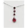 Image 2 : NEW STERLING SLVER NATURAL ENHANCED RUBY & CZ PENDANT & STERLING CHAIN, 4 RUBIES (2.21CTS), W/A $955