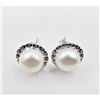 Image 3 : NEW STERLING SILVER 8.5MM NATURAL FRESHWATER PEARL & CZ EARRINGS, W/A $320.00, PEARL IS THE BIRTHSTO