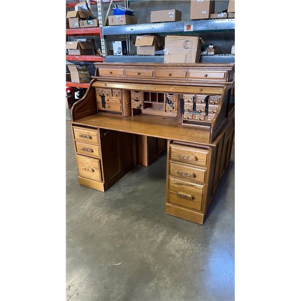 1 VINTAGE ROLLER TOP OFFICE DESK