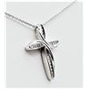 Image 2 : NEW STERLING SILVER DIAMOND CROSS PENDANT WITH STERLING SILVER CHAIN, 20 DIAMONDS (0.05CTS), W/A $56