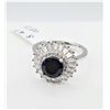 Image 1 : NEW STERLING SILVER 7.1MM X 7.1MM NATURAL SAPPHIRE (1.92CTS) & CZ RING, W/A $400.00, SIZE 7.25, SAPP