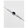 Image 1 : NEW STERLING SILVER 7.6MM X 6MM NATURAL SAPPHIRE (1.28CTS) & CZ BRACELET, W/A $860.00, SAPPHIRE IS T