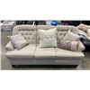 Image 1 : SUPER STYLE CARLTON SAND TUFTED BUTTON BACK SOFA WITH THROW PILLOWS