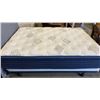 Image 5 : DOUBLE SIZE KINGSDOWN MATTRESS WITH BOX SPRING, FABRIC HEADBOARD AND ROLLER FRAME