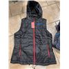 Image 1 : NEW LADIES SIZE LARGE HEATED PUFFY VEST W/ HOOD, POWER BANK, AND CHARGER IN CARRY CASE