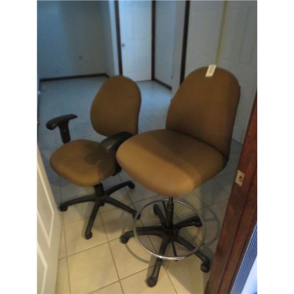 Tan And Grey Fabric Chairs (2)