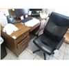 Image 1 : Oak 7 Drawer Office Desk & Chair