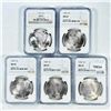 Image 1 : 1923-1925 Set (5) Silver Peace Dollar NGC MS63