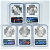 Image 2 : 1923-1925 Set (5) Silver Peace Dollar NGC MS63