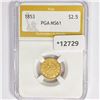 1853 $2.50 Gold Quarter Eagle PGA MS61