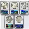 Image 2 : 1923-1924 Set (5) Silver Peace Dollar NGC MS63