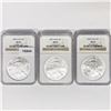 Image 1 : 2006-2008 Set (3) American Silver Eagles NGC MS69