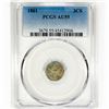 Image 1 : 1861 Silver Three Cent PCGS AU55