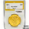 Image 1 : 1873 $20 Gold Double Eagle PGA MS64 Open 3
