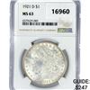Image 1 : 1921-D Morgan Silver Dollar NGC MS63