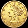 Image 1 : 1902-S $5 Gold Half Eagle NEARLY UNCIRCULATED