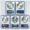 Image 2 : 1922-1923 Set (5) Silver Peace Dollar NGC MS63