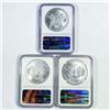 Image 2 : 2009-2011 Set (3) American Silver Eagles NGC MS69