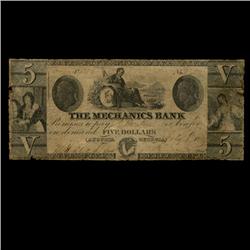 1856 Mechanics Bank $5 Bank Note GA RARE (COI-3257)