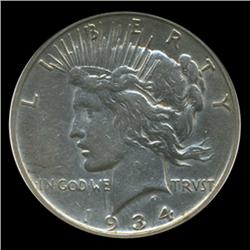 1934D Peace Dollar Graded VF/XF Rare Variety (COI-5012)