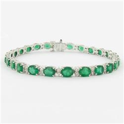 7.6ct Colombian Emerald & Diamond 14k White Gold Bracelet $8500 (JEW-1115)