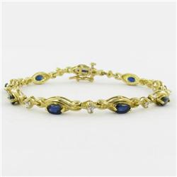 2.3ct Blue Sapphire & Diamond 10k White Gold Bracelet $5000 (JEW-1116)