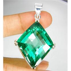 81.25ct Sterling Lozenge Cut Pendent Green Amethyst (JEW-1335)