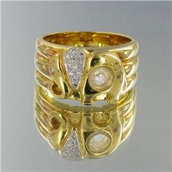 18k Solid Yellow Gold Mens 1 ct Diamond Elephant Ring 14 grams (JEW-1424)