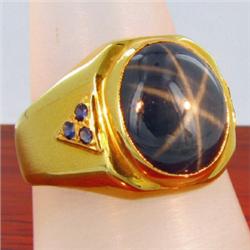23k Solid Yellow Gold Mens Blue Star Sapphire Ring 9 grams (JEW-1432)