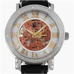 New Techno Com Diamond Bezel Mens Mother of Pearl Skeleton Watch Retail $2,745 (WAT-132)