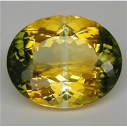 32.65ct Oval Shape Green & Yellow Citrine Rare Awesome (GEM-16399)