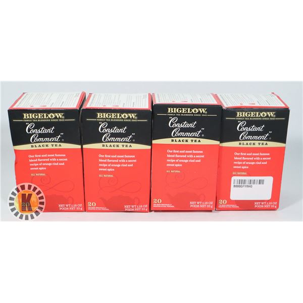 LOT OF 4 BOXES BIGELOW CONSTANT COMMENT BLACK TEA