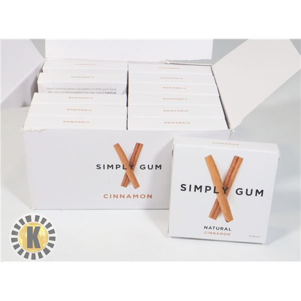 BOX OF SIMPLY GUM CINNAMON 12 PACKS