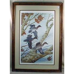 LARGE JOHN A. RUTHVEN DUCKS PRINT - FRAMED - SIGNE