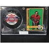 Image 1 : MONTREAL CANADIANS YVAN COURNOYER SIGNED PUCK AND HOCKEY CARD IN DISPLAY CASE