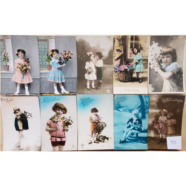 Tinted Real Photo Children - Lady Postcards 300+