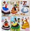 Image 1 : Novelty Silk Dancers Embroidered Postcards 40+