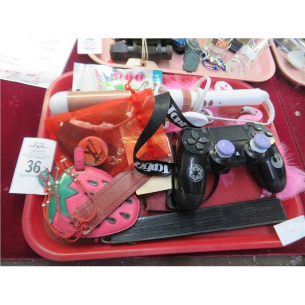 Tray of Curling Iron, Playstation Remote & More