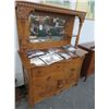 Image 1 : Tiger Oak Carved Mirrored 3 Over 2 Cabinet