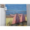 Image 2 : 2-Unframed Townscape & Beach Cabana Print - 2 X $