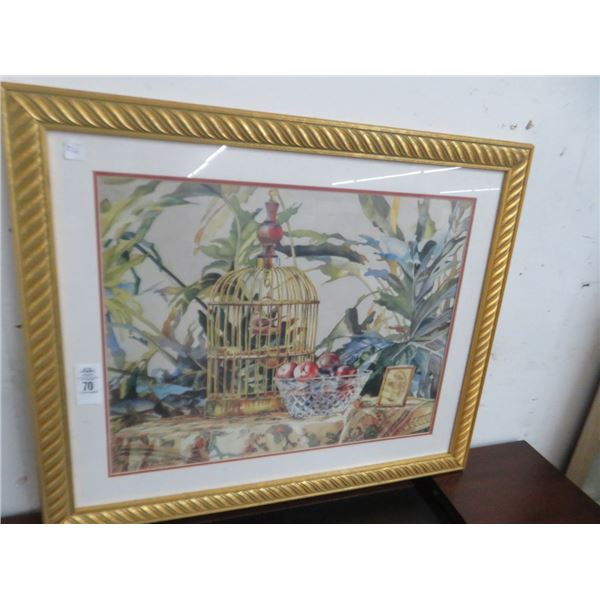 Framed Bird Cage Fruit Bowl Print - 36  x 30 