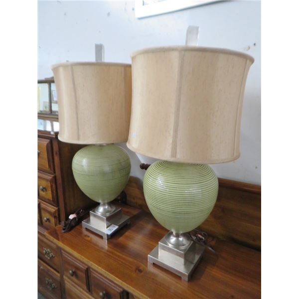 Painted Ceramic on Metal Table Lamps (2)