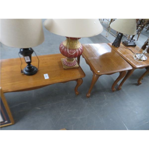 Oak 3 Pc. Coffee & End Tables Set