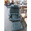 Image 1 : Green Leather Armchair w/Ottoman