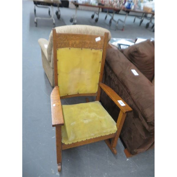 Tiger Oak Padded Rocking Chair