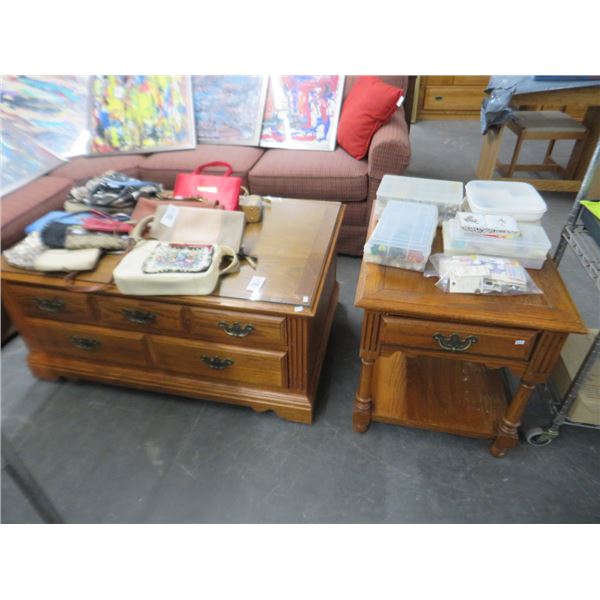 Oak Coffee Table & End Table