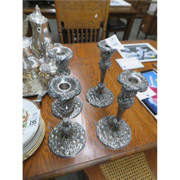 Cast Silverplate Candle Stands (4)