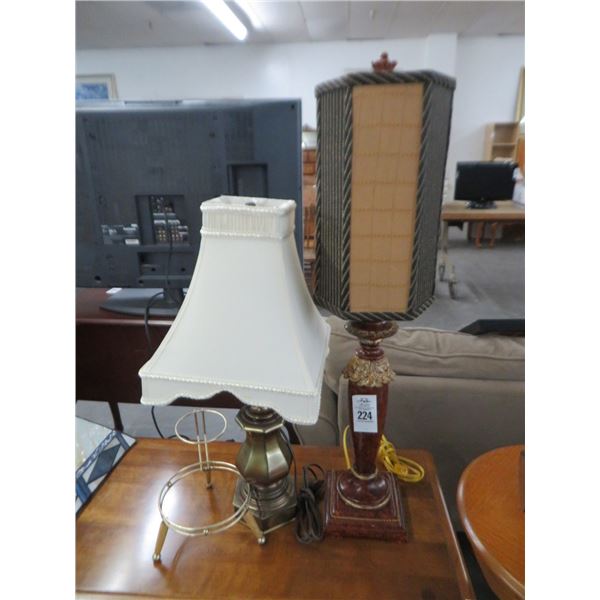 Metal Lamp w/White Lamp Shade, Decorative Lamp w/Narrow Lamp Shades