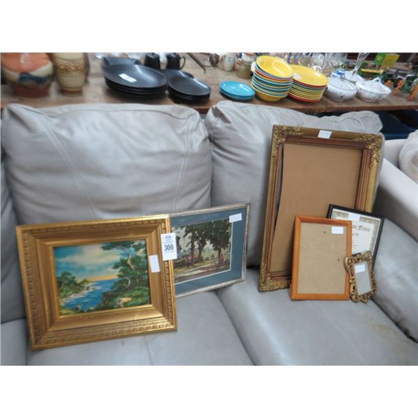 Framed Oil On Board and Picture Frames